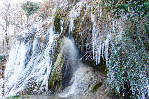 Frozen waterfall in the winter