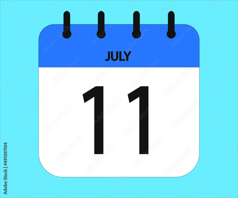 July 11th blue calendar icon for days of the month July 11th blue calendar icon for days of the month