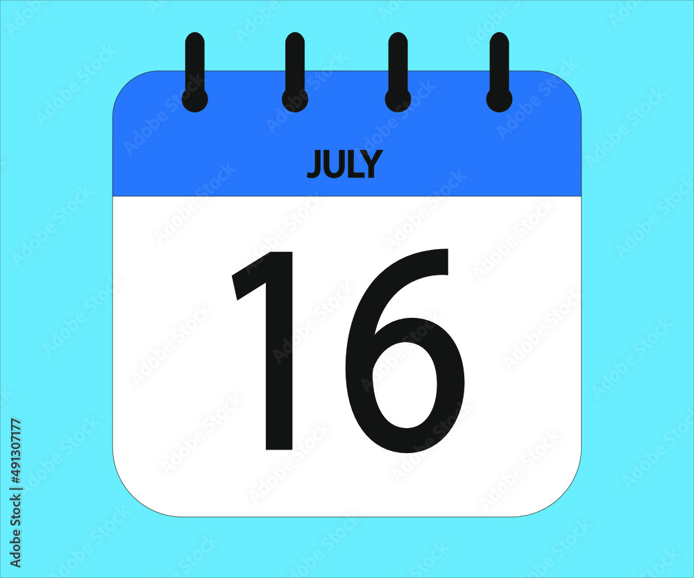 July 16th blue calendar icon for days of the month