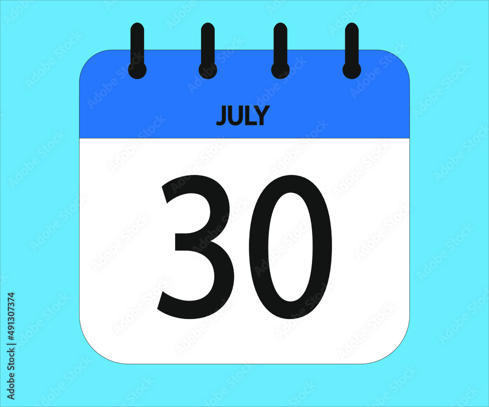 July 30th blue calendar icon for days of the month July 30th blue calendar icon for days of the month