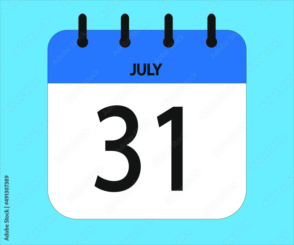 July 31th blue calendar icon for days of the month July 31th blue calendar icon for days of the month