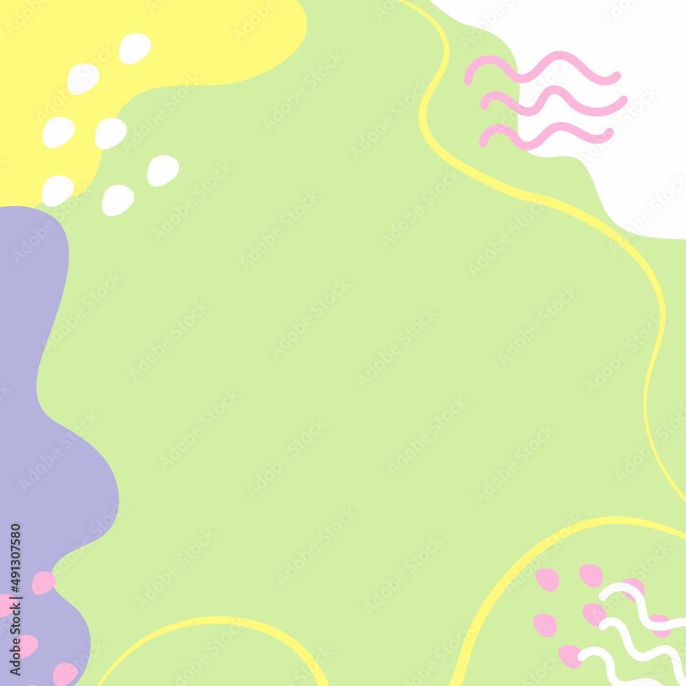 Abstract hand drawn green and yellow organic shape with leaves lines on white background. Vector illustration Abstract hand drawn green and yellow organic shape with leaves lines on white background. Vector illustration