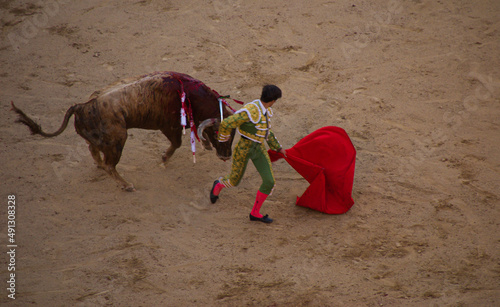 Matador dancing with a bull