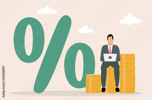 Fotomurale Businessman, Interest rate concept, vector illustration