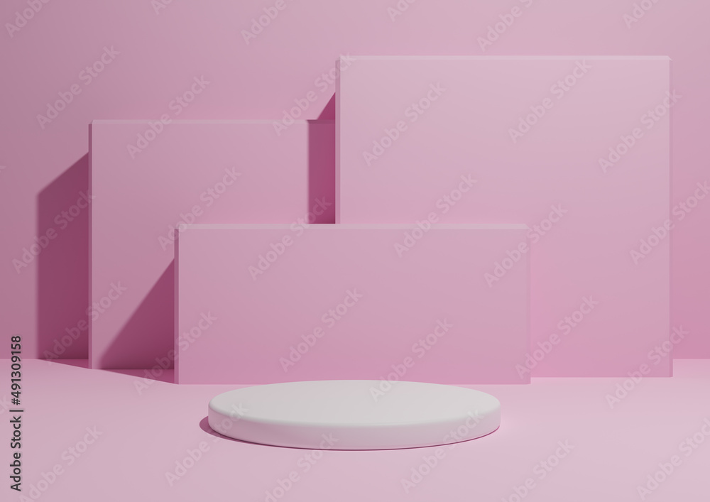 Light, pastel, lavender pink, 3D render of a simple, minimal product display composition backdrop with one podium or stand and geometric square shapes in the background. Light, pastel, lavender pink, 3D render of a simple, minimal product display composition backdrop with one podium or stand and geometric square shapes in the background.