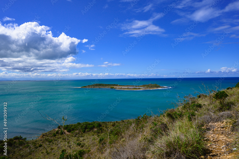 View of the ocean from a mountain in the north of the Dominican Republic