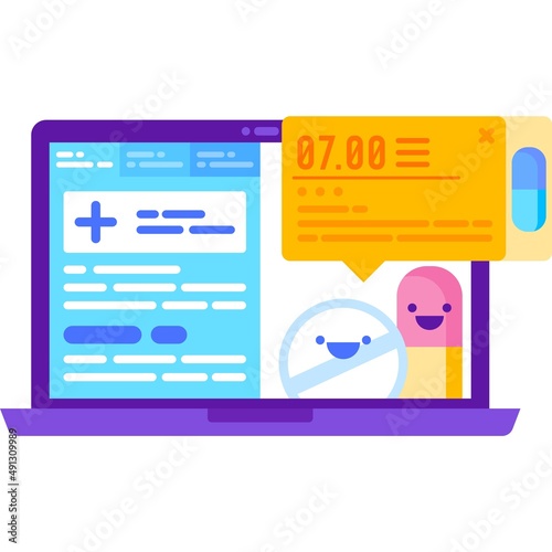 Pills dose take reminder service vector icon
