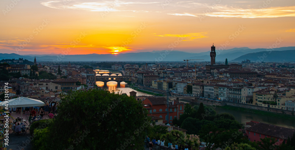 panorama Florence Italy at sunset