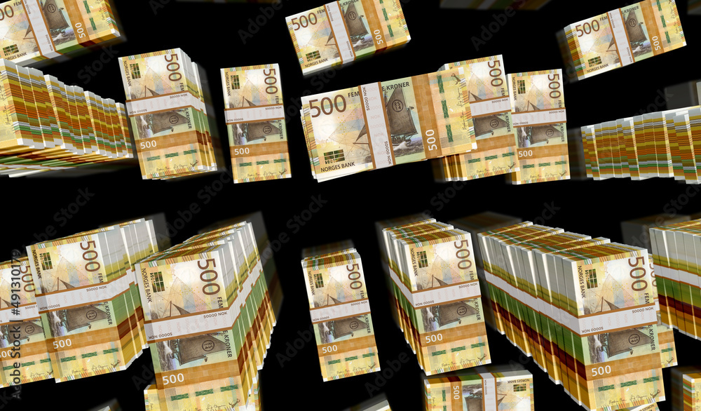 Norwegian Krone money banknotes pack 3d illustration Norwegian Krone money banknotes pack 3d illustration
