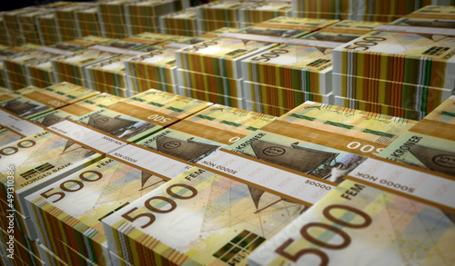 Fotografie Norwegian Krone money banknotes pack 3d illustration