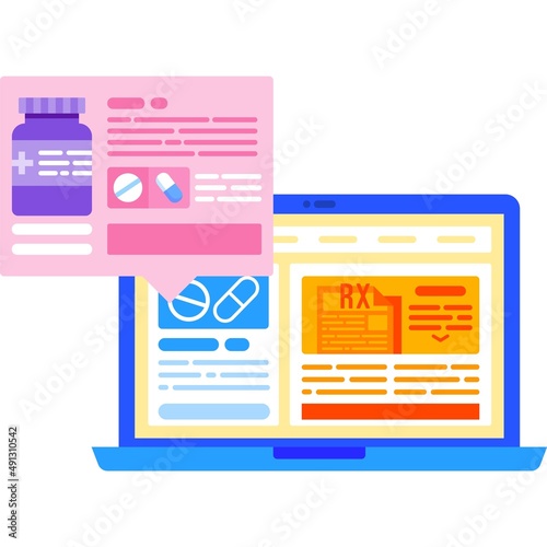 Meds instruction review online service vector icon