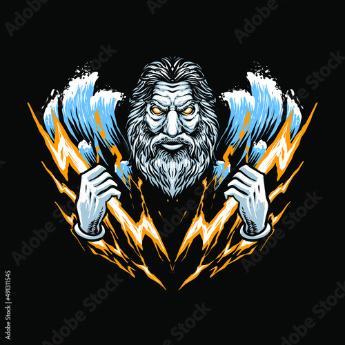 the poseidon king illustration vector