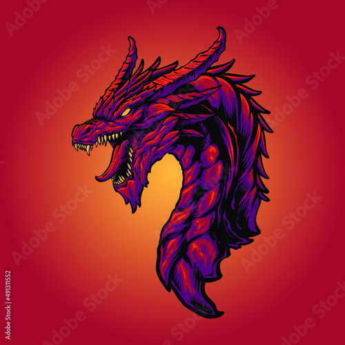 the red dragon head illustration