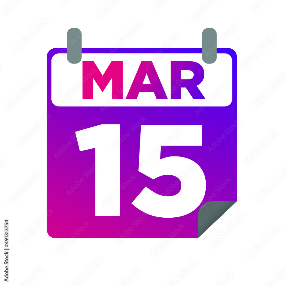 March 15. Single day calendar. minimalist flat illustration in purple color. eps 10 March 15. Single day calendar. minimalist flat illustration in purple color. eps 10