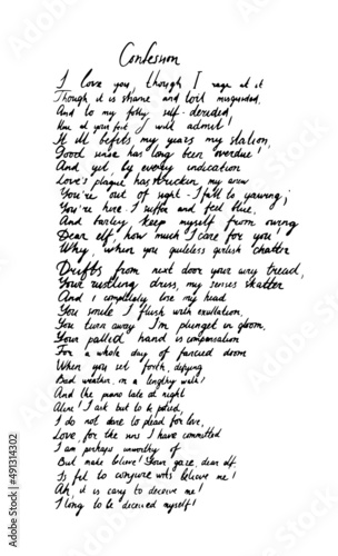 Hand write poetry in paper art style on white background. Vector drawing illustration.