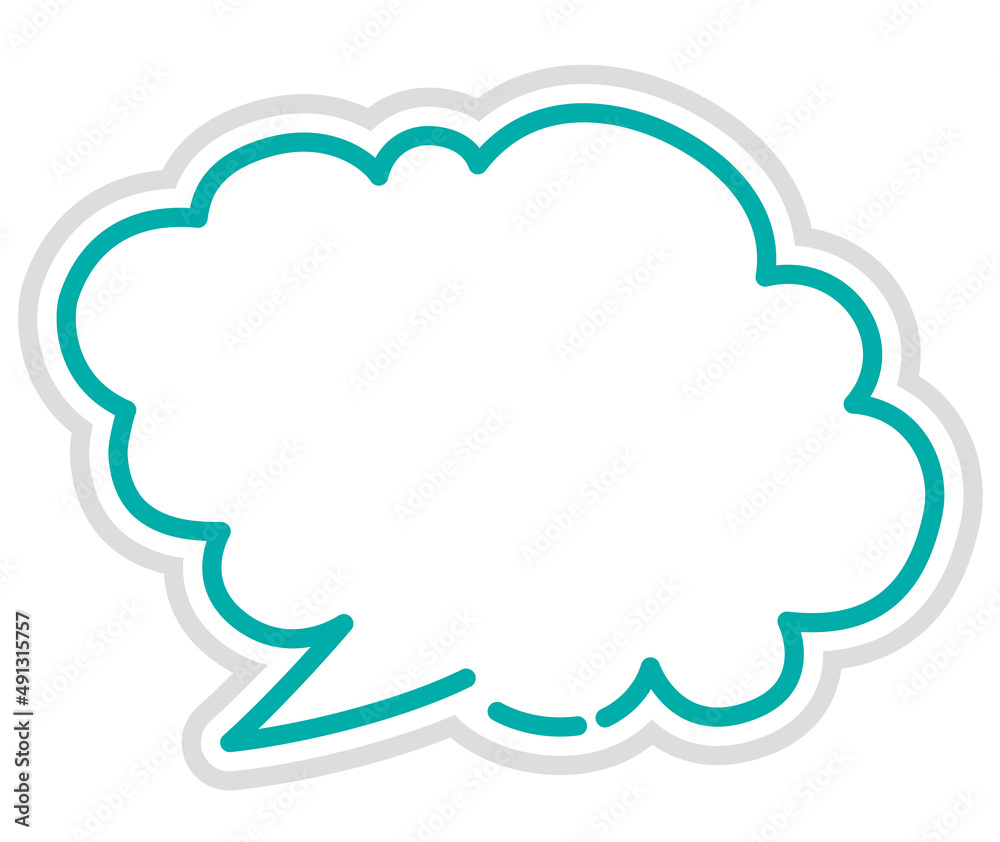 Illustration of a three-dimensional comment balloon and a speech balloon with a hand-drawn touch. Cloud-shaped speech balloon.