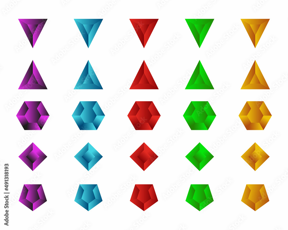 Set Of Slot Gem Icons In Five Colors Set Of Slot Gem Icons In Five Colors