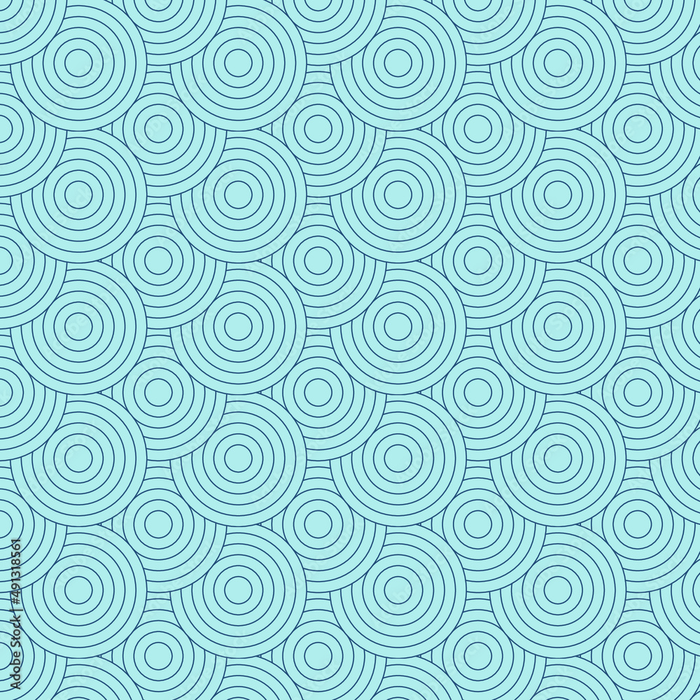 Abstraction Japanese wave in blue tones. Sample . seamless pattern with circles Abstraction Japanese wave in blue tones. Sample . seamless pattern with circles