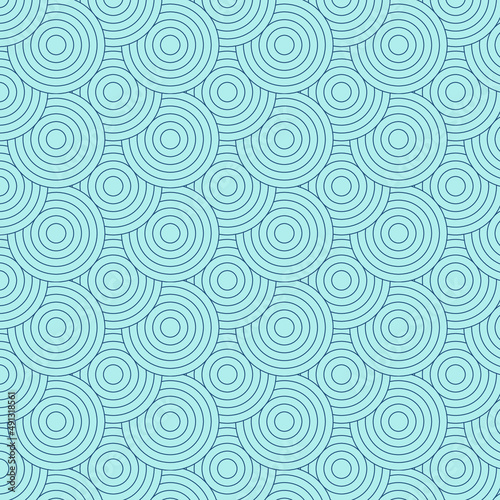 Abstraction Japanese wave in blue tones. Sample . seamless pattern with circles