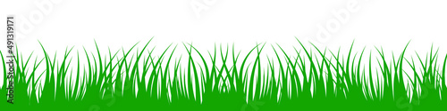 Green grass silhouette on white background. Vector illustration.