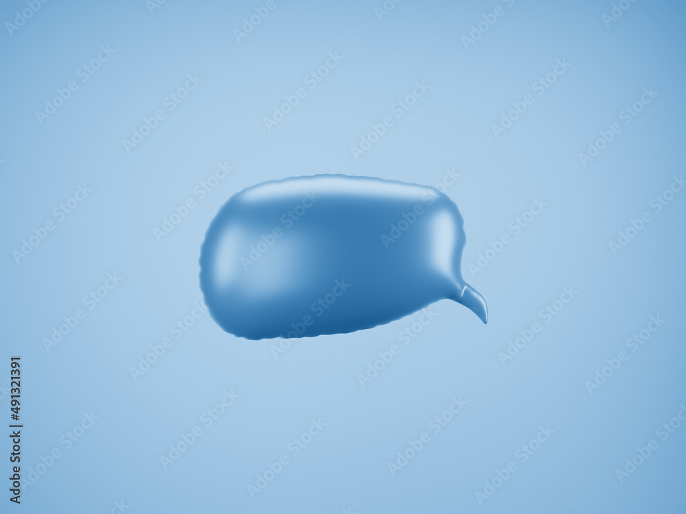 Blue Speech Balloon.  Speech balloon on  color background. Talk and think bubbles. 3d rendering