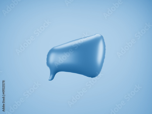 Blue Speech Balloon. Speech balloon on color background. Talk and think bubbles. 3d rendering