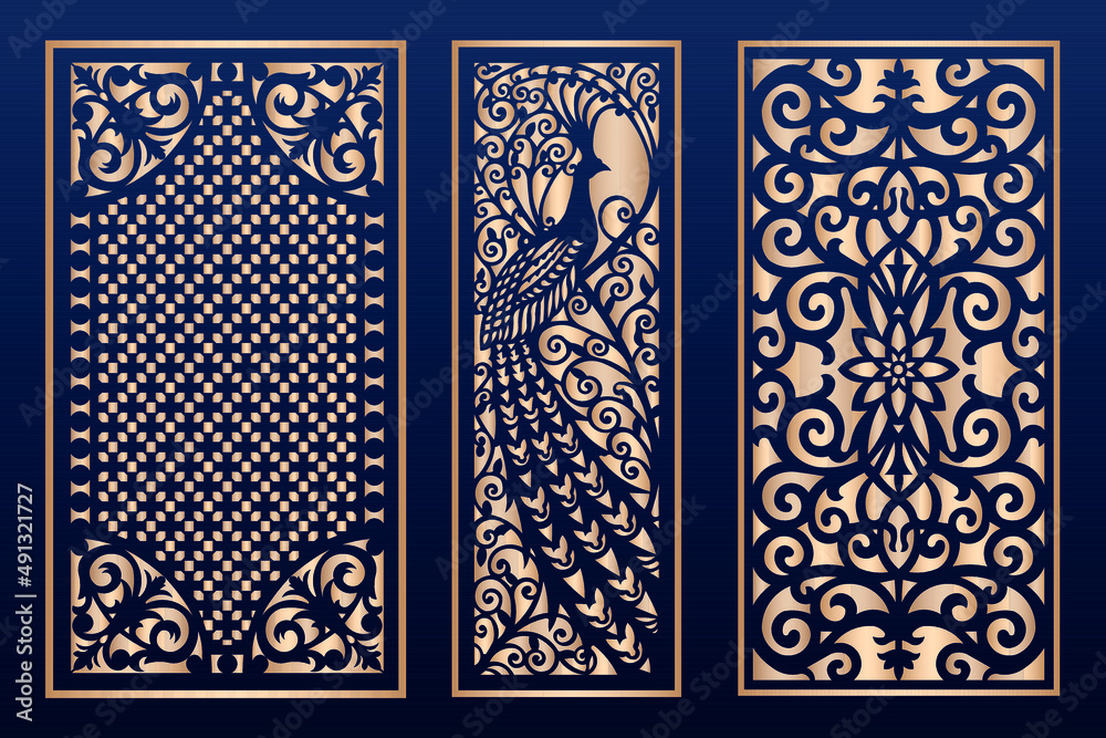 Decorative laser cut panels template with abstract texture.dxf geometric  and floral laser cutting ,abstract cutting panels template , cnc  Stock-Vektorgrafik | Adobe Stock