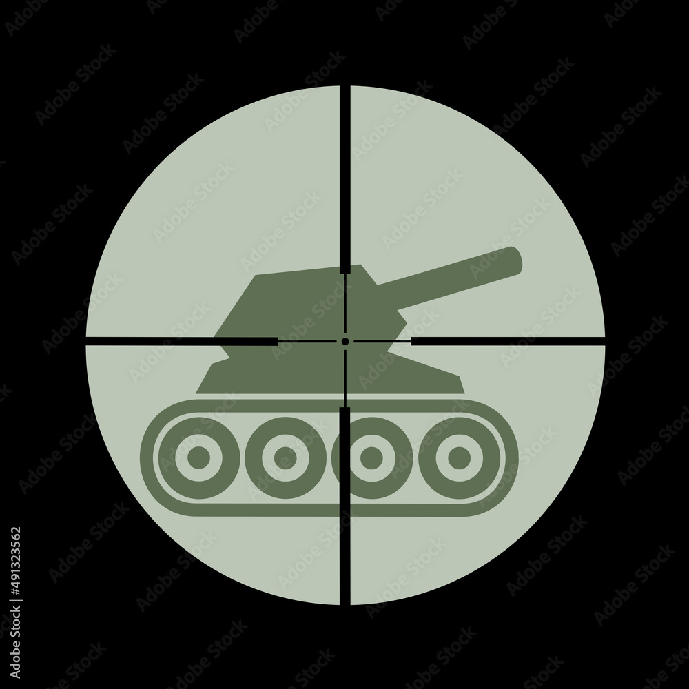 Tank is targeted by antitank missile. Armoured vehicle is going to be destroyed by military