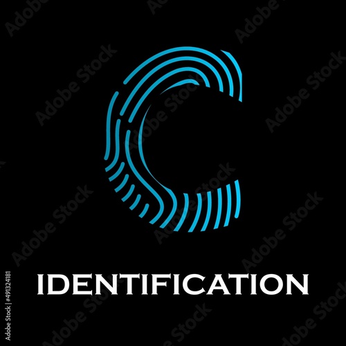Letter c with fingerprint design logo template illustration