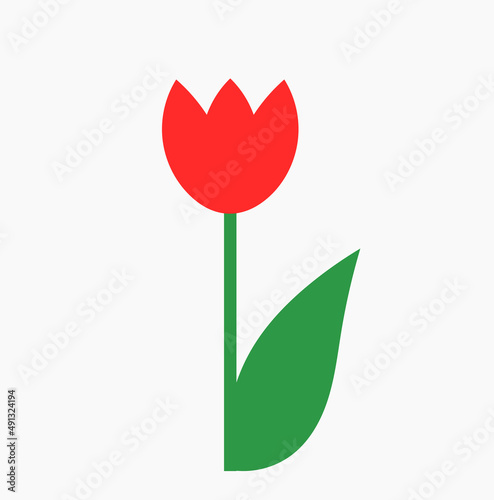 Red tulip spring flower icon.
