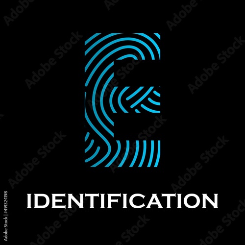 Letter e with fingerprint design logo template illustration