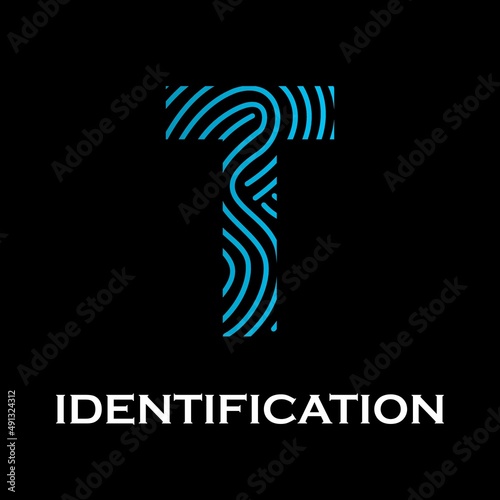 Letter t with fingerprint design logo template illustration