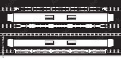 Passenger trains at railway station - vector illustration