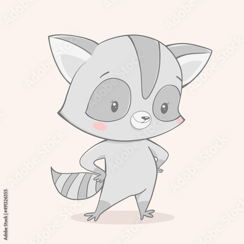 Illustration of a cute cartoon raccoon