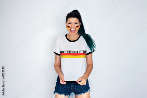 Woman cheering for germany sport team