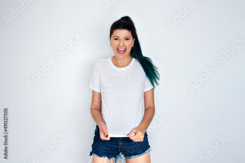portrait of a woman, woman white shirt mockup,
