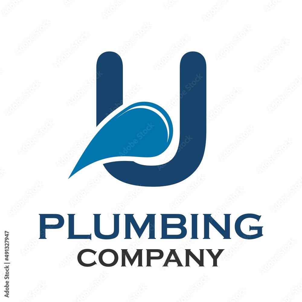 Letter u with plumbing logo template illustration