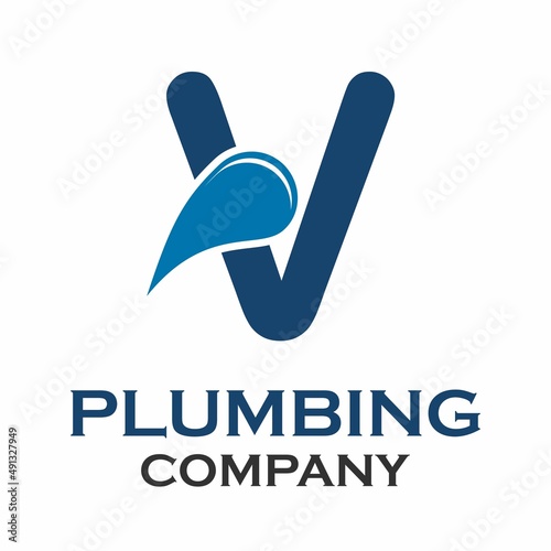 Letter v with plumbing logo template illustration