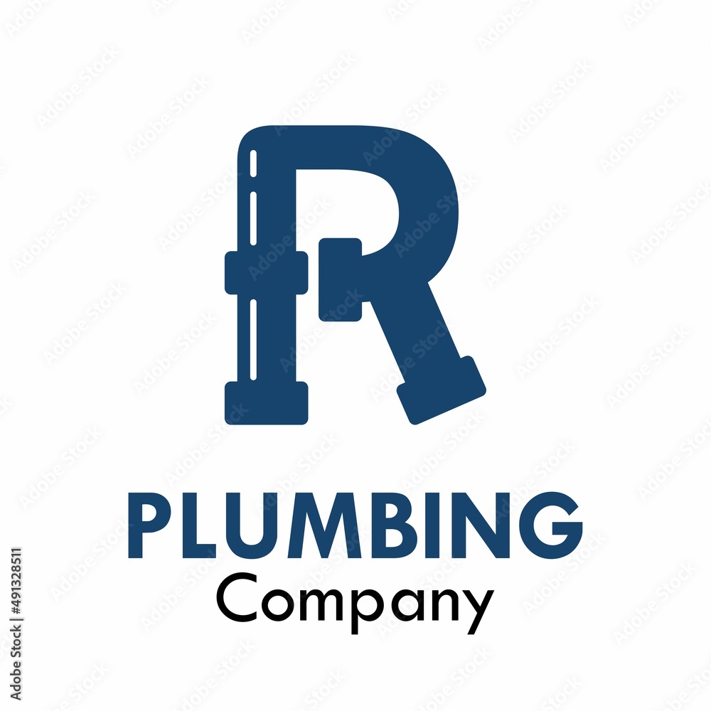 Letter r with plumbing logo template illustration