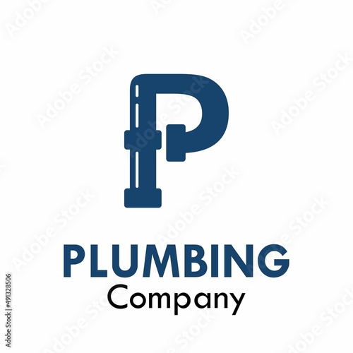 Letter p with plumbing logo template illustration