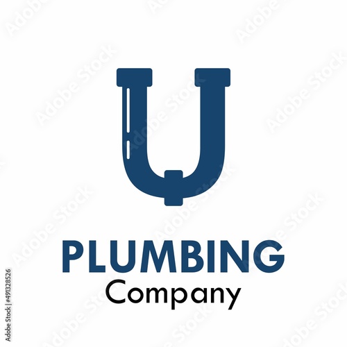 Letter u with plumbing logo template illustration