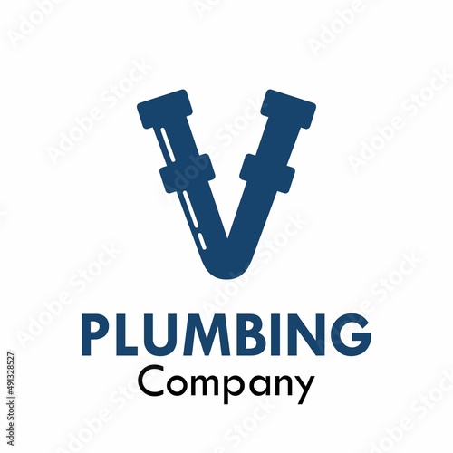 Letter v with plumbing logo template illustration