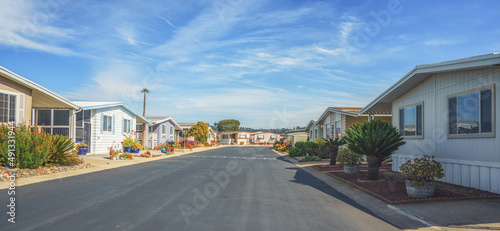 Mobile home park, age-restricted (55+) community in Oceano, California, street view