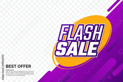 Flash sale promotion banner with text and geometric background. Creative discount label template. Special offer banner design,. Corner composition isolated on transparent background. Vector eps 10