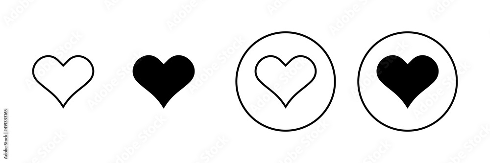 Love icons set. Heart sign and symbol. Like icon vector. Stock Vector ...
