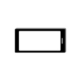 イラスト素材:携帯電話、スマートフォン、モバイルの横位置/主線なしで画面は白抜き
