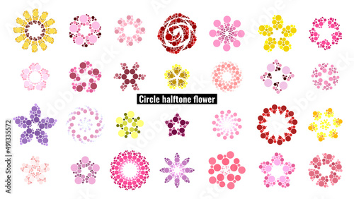 Circle halftone flower