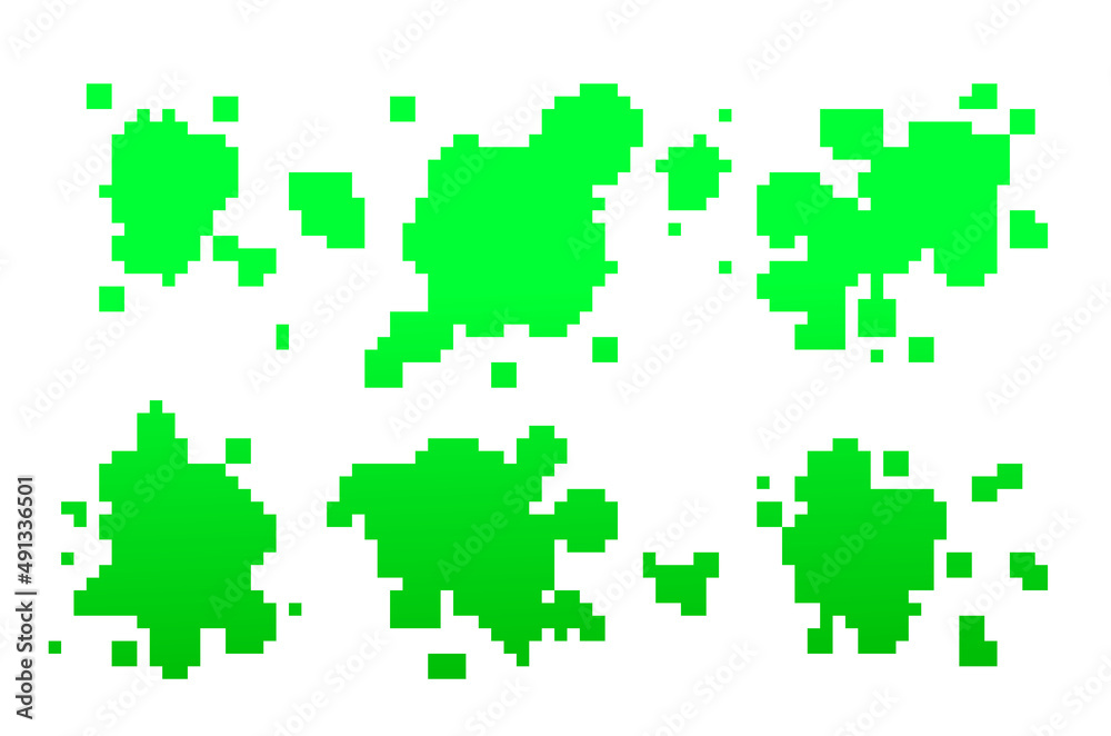Pixel Art Green Paint Splatter Background Pixel Art Green Paint Splatter Background