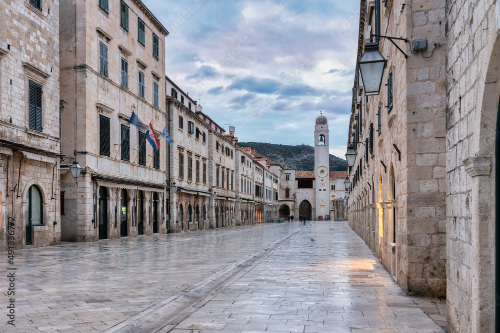 shopping street in the old town of Dubrovnik in Croatia.