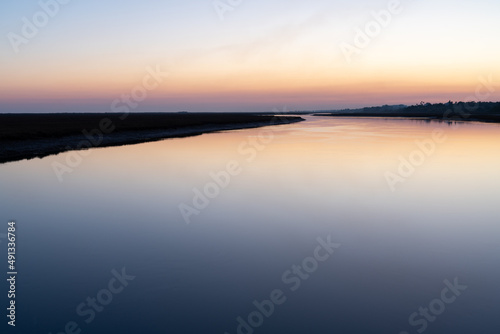 calm waters of Ria Formosa at sunset in Algarve  Portugal
